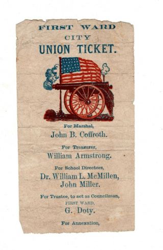 First Ward City Union Ticket For Marshall John Coffroth,  William Armstrong More
