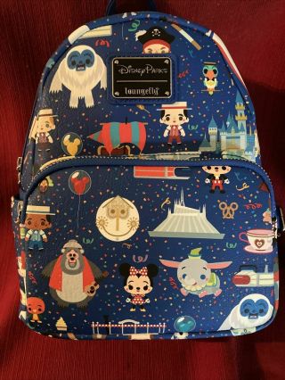 2021 Disney Parks Attractions Icons Loungefly Backpack Space Mountain Dumbo