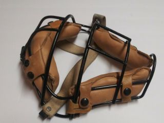 Vintage Hawthorne MICKEY MANTLE Baseball Catcher ' s Mask Leather And Metal Cage 2