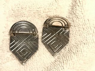 Vtg James Avery Geometric Dangle Sterling Silver Earrings,  1 1/2 " Long,