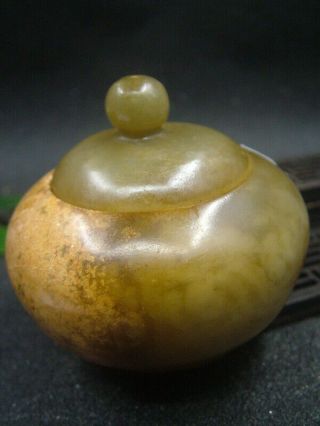 Antique Chinese Nephrite Celadon Hetian Old Qing Dynasty Jade Game Of Go Statue