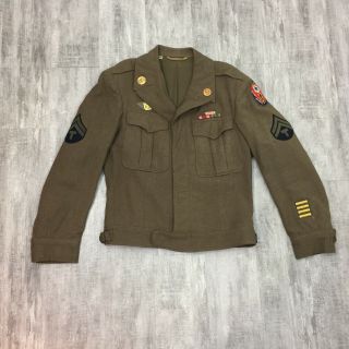 Ww2 Us Army Military Green Field Ike Wool Decorated Vintage Jacket Uniform 36r