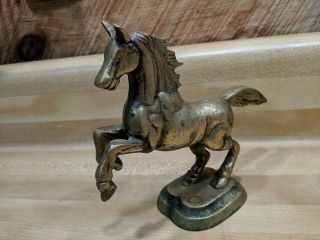 Vintage Brass Horse Galloping Figurine Running Horse Statue 17 ounces 2