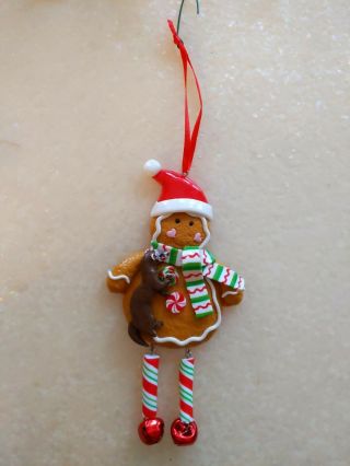 Artist Crafted Ferret And Gingerbread Cookie Christmas Ornament Decoration