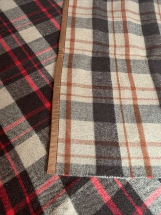 Matching Pair Vintage Sleigh Plaid Reversalbetwin Wool Blankets Brown Cream Red