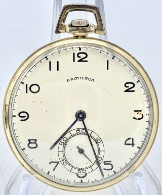 Minty Vintage 12s 17j Hamilton 917 Pocket Watch 14k Gold Filled Case