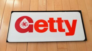 Vintage Getty Oil Co.  Plexiglass Sign In A Metal Frame -