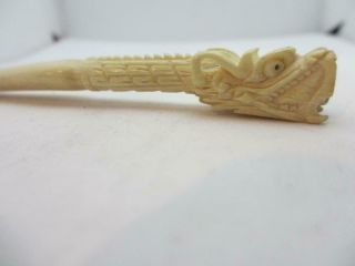 Antique 19th Century Chinese Carved Ngp Cantonese Dragon Cigarette Holder 10cm