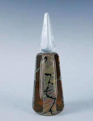 Vintage 1984 Zweifel Hand Blown Art Glass Marbled Iridescent Perfume Bottle