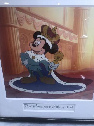 " Prince Mickey " Framed Mickey Mouse Disney Prince And The Pauper 1990 Sericel