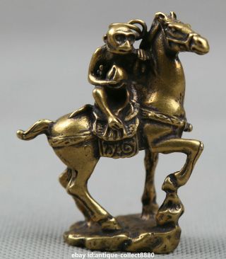 2.  3 " Curio Chinese Bronze Zodiac Animal Horse Monkey Hold Peach Small Pendant马上猴