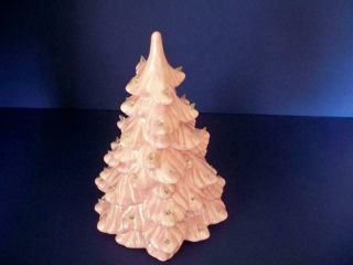 Vintage Ceramic Christmas Tree 10 " Tall Pink With Clear Mini Lights