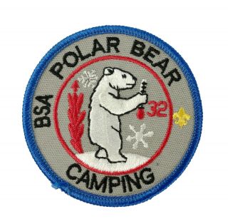 Vintage Bsa Boy Scout Patch Polar Bear Winter Camping 3 " Round 32 Degrees