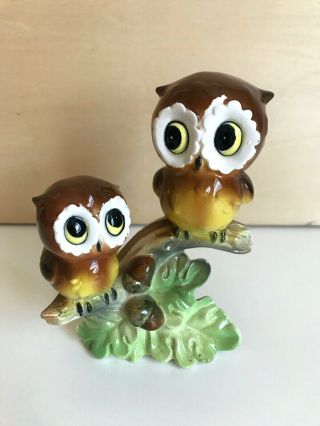 Vintage Ceramic Owl Figurines Made In Japan 1960s 1970s