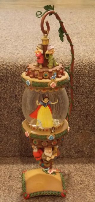 Disney Snow White And The 7 Dwarves Hanging Snow Globe With Vine Stand