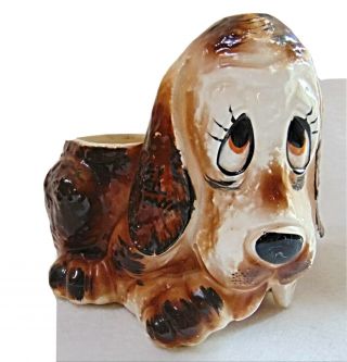 Vintage Ardco Sad Bassett Hound Dog Ceramic Dog Planter Japan 5 Inch Puppy