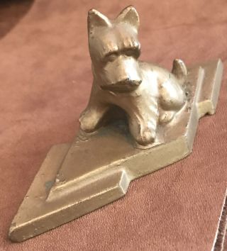 Vintage Cast Metal Art Deco Scottish Terrier On Base