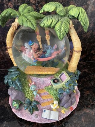 Disney Lilo And Stitch Musical Snow Globe With Lights And Sounds Euc