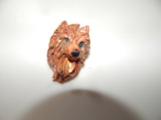 Handmade Pottery Red Australian Terrier Head Pin Brooch