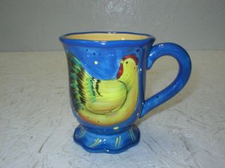Certified International Susan Winget Country Chicken Hen Cup Mug Blue Yellow