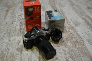 Vintage Canon Ae - 1 Slr Film Camera Bundle 50mm 135mm Electra 260 Flash Unit