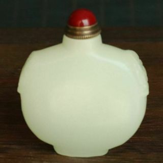Chinese White Jade Hand - Carved Exquisite Snuff Bottles 50254