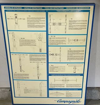 Vintage Campagnolo Tool Instructions Poster Printed In Italy 4 Languages 26x19