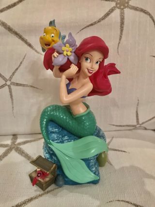 Disney Princess Ariel Music Box Little Mermaid Flounder Figurine Theme Parks