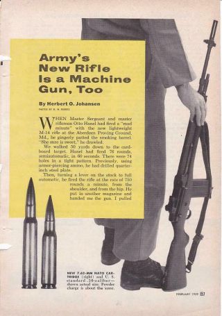 1959 Army M - 14 Machine Gun/ Rifle 5 Pg Article & Photos /aberdeen Proving Ground