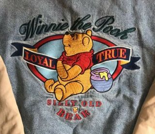 Vintage Disney Winnie The Pooh Varsity Denim Jacket Embroidered