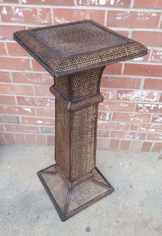 Vintage Wicker Rattan Plant Stand Pedestal Fern Table 31 " 2