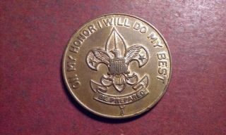 Vintage Bsa Boy Scouts Of America Token Coin Medal Copper " I Will Do My Best "