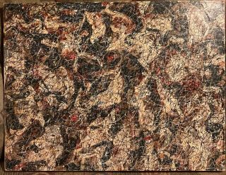 Vintage Mid Century Manner Of Jackson Pollock Abstract Unsigned Oil Painting.