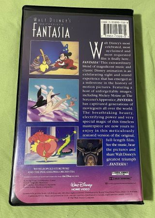 Walt Disney ' s Fantasia MASTERPIECE VHS Black Diamond Edition 1991 Cond 3