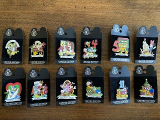 2002 Disney Pin Dlr - Twelve Days Of Christmas - Set Of All 12 Pins Le 1500