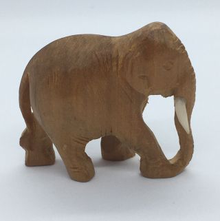 Elephant Miniature Wood Figurine Hand Carved Wooden