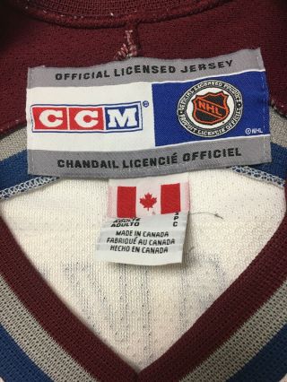Vintage Colorado Avalanche 19 Joe Sakic CCM NHL Hockey Jersey Mens Size Small 3