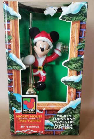 1995 Disney Mr.  Christmas Mickey Mouse Lighted Animated Tree Topper Vintage