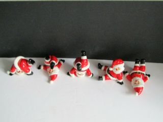 Vtg 1976 Christmas Fitz and Floyd Hand Painted TUMBLING SANTAS Complete set of 5 3