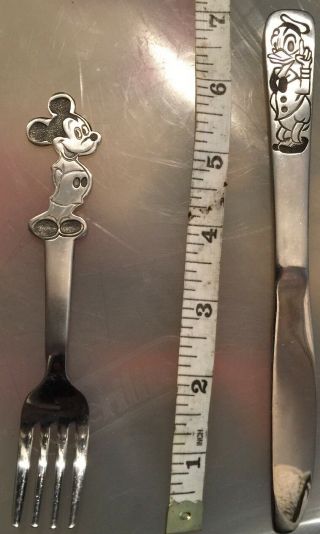 Vintage Disney Mickey Mouse Fork And Donald Duck Knife Utensils