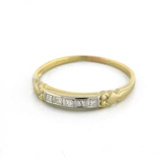 Vintage Diamond Half Eternity Band Ring 14k 2 - Tone Gold 0.  07 Ctw Stackable Ring