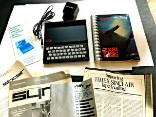 Vintage Sinclair Zx81 Personal Computer W/programming Book & Adapter -