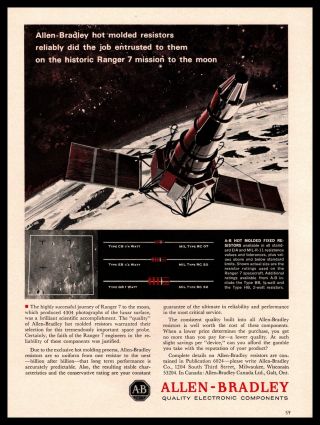 1965 Allen Bradley Milwaukee Wi Ranger 7 Nasa Mission To The Moon Photo Print Ad