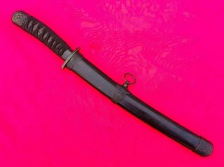 Vintage Tanto Navy Dagger For Japan Katana Sword Signed Steel Blade Metal Saya 2