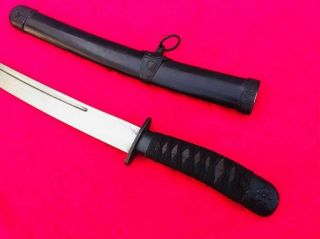 Vintage Tanto Navy Dagger For Japan Katana Sword Signed Steel Blade Metal Saya 3