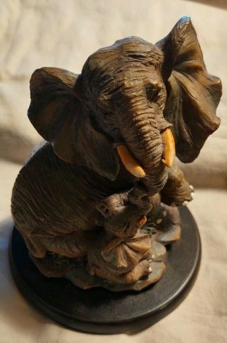 Vintage Elephant With Baby Figurine - 5 " Tall -