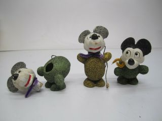 Set 3 Vtg Paper Mache Mickey Mouse Disney Candy Container Christmas Ornaments
