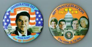 Ronald Reagan / George Bush - Two (2) 3 - 1/2 " 1981 Inauguration Button / Pins