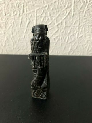Small Carved Stone Figure Of A Chinese Man - H8.  5cm
