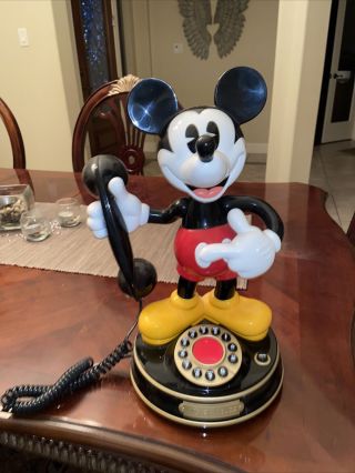 Vintage 1997 Mickey Mouse Animated Talking Telephone Telemania Disney Phone ☎️